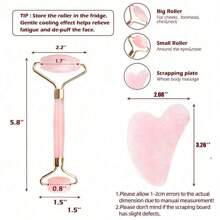 1 pieza Juego de herramientas de masaje facial, que incluye rodillo, tabla de masaje, tabla de raspado corporal Gua, opciones de color rosa y blanco