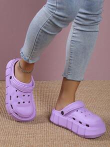 Zapatos de mujer con suela gruesa y hueco, aptos para ir al trabajo, oficina, fiesta y playa - Morado - Ver 2