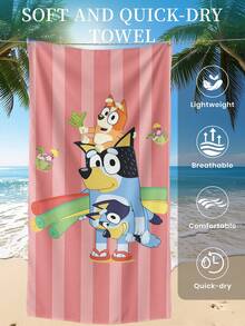 Bluey 1 pieza Toalla de playa azul, toalla de baño con estampado de leche de coco azul, toalla de playa de moda, toalla de baño súper absorbente, adecuada para baño, natación, fitness, yoga, toalla de microfibra suave y cómoda, ligera y fácil de transportar, a prueba de viento, protección solar, anti-arena, adecuada para viajes de verano, vacaciones, decoración de baño, tamaño regular recomendado y tamaño talla grande grande (tamaño de toalla pequeña 35*75cm, se recomienda 150cm y talla grande) - Multicolor - Ver 8