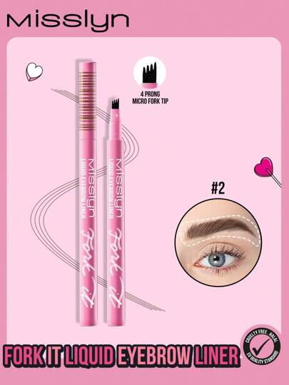 Misslyn Eyeliner liquido per sopracciglia "Fork It", eyeliner preciso per sopracciglia, eyeliner liquido opaco nero preciso con pennelli, per sopracciglia naturali, impermeabile, molto pigmentato, senza sbavature, scorrevolezza morbida