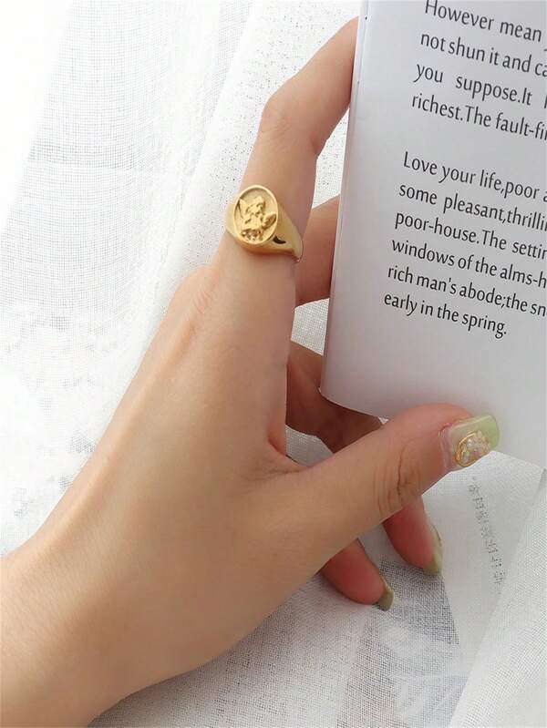 Stainless Steel Jewelry Personalized Angel Little Boy Rings Female Punk Hip Hop Ring