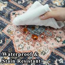 9x12 Area Rugs Living Room - Large Boho Stain-Resistant Rugs With Non-Slip Backing, Vintage Design Bedroom, Beige/Brown, Home Decor Floor - Red - View 8