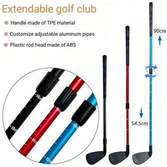 Adjustable Golf Chipping Trainer Golf Clubs 22-37" - Lightweight ABS Clubhead For Beginners, 3 Color Options, Youth & Adult Use
