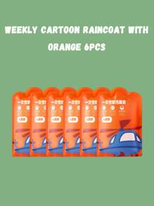 6pcs/1pc Children's Cartoon Creative Style Pocket Raincoat Set, Portable Long Thick Raincoat, Transparent And Portable Travel Outdoor Mountaineering Waterproof, Children's Camping And Hiking Accessories, Is An Ideal Choice For Giving Gifts To Children