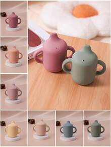 PopLittleOne 1PC Baby Silicone Sippy Cup With Double Handle Portable Water Bottle For Kids Feeding Learning Baby Items Leakproof Baby Cups - Multicolor - View 1