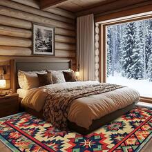 3x5 Rugs, 2x3 Rug, Southwestern Rustic Area Rug, Colorful Geometric Door, Washable & Non - Slip Small Carpet, Home Decor - Đỏ Nâu Xanh - Xem 3