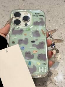 可爱小猫咪、绿色果冻糖、小狗吊坠手机壳,兼容 17 Air、17 Pro Max、15、16 Pro Max、14 Pro、13、12、11 Plus,可爱柔软的礼物 - 綠色 - 查看 3