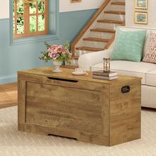 29.5"/39.4"L Storage Chest, Storage Trunk, Wooden Storage Box With Safety Hinge And Gel Bumpers, Lift Top Storage Bench, Shoe Bench, Supports 220 Lb, For Living Room, Bedroom, Entryway - nâu mật ong - Xem 2