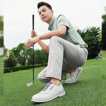 男士高尔夫球鞋，透气、轻便、无钉、休闲款式 - 白紫 - 查看 2