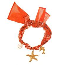 1 pieza Pulsera elegante y creativa de acero de titanio fino con estrella de mar, perla de agua dulce, coral picante y estampado de pez marino, un regalo de joyería adecuado para la graduación, diario, fiesta, festival, verano y vacaciones en la playa.