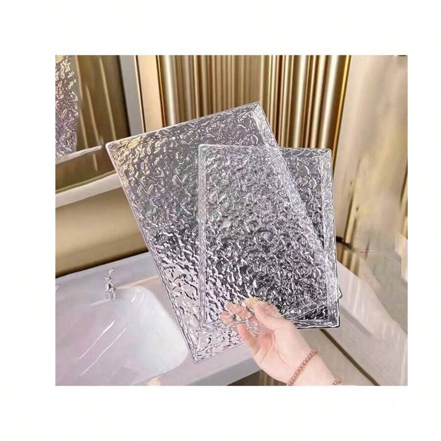 1 件长方形亚克力托盘，奢华高端家居客厅美容院茶杯水果盘，全新设计 - 透明 - 查看 1