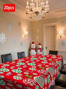 1/20 Stück Rote Weihnachts-Candy-Candy-Themen Tischdecke - Candy-Candy-Cane-Design Tischdecke, geeignet für Weihnachten, Feiertage, Winter, Küche, Abendessen, Familie, Party, Feiertage, Geburtstagsdekoration