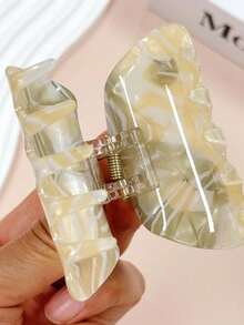 6个/1个大理石纹波浪图案发爪，亚克力半圆形发夹，盘发发爪，女士发饰，大号发夹，日常、休闲、万圣节装扮时尚发夹 - 彩色 - 查看 3