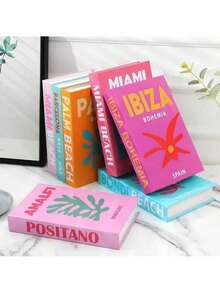 Juego decorativo de 3 libros de unicolor (no se pueden abrir) - Serie de viajes, estilo moderno, estilo de lujo, para sala de estar, exhibición de escritorio, decoración del hogar, accesorios fotográficos, regalos perfectos para la decoración del hogar, regalo de Año Nuevo - Albaricoque - Ver 4