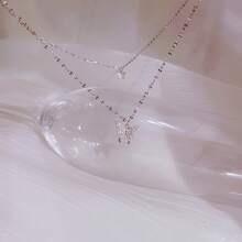 1 Double Necklace With Butterfly Pendant | Sparkling Embellishment, Exquisite Chain Jewelry, Suitable For Daily And Party Wear, Retro Minimalist Style, Versatile Accessories, Exquisite Beaded Women's Model - 銀色 - 查看 6