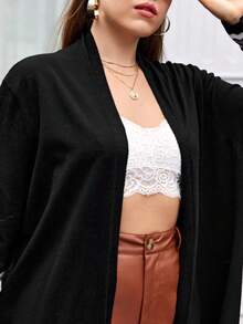 Women's Long Sleeve Open Front Casual Wavy Striped Contrast Color Knit Cardigan