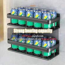 Estante de ducha, 1 pieza de estantería adhesiva para ducha con gancho, sin necesidad de perforar, montada en la pared, antioxidante, de alta gama para baño, cocina, estantería de almacenamiento, estantes, estante, negro - Multicolor - Ver 2