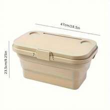 Cesta de picnic plegable de gran capacidad de 1 pieza, caja para acampar al aire libre, cubo plegable, caja de almacenamiento para acampar al aire libre con tapa, cesta de mano para frutas, cesta de almacenamiento para el maletero del automóvil - Caqui - Ver 6