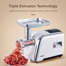Fohere 5 In1 Meat Grinder Heavy Duty, Durable Stainless Steel Electric Meat Grinder For Home With Stainless Steel Sausage Stuffer Tubes(2 Sizes), Kubbe Maker & Burger/Slider Maker, Storage Box - US A Type Plug(110-127V) - View 5
