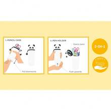 2-In-1 Soft Silicone School Case, Desk Pen Holder, With Zipper, Pencils, Pens, H 18.5 Cm - 白色 - 查看 4