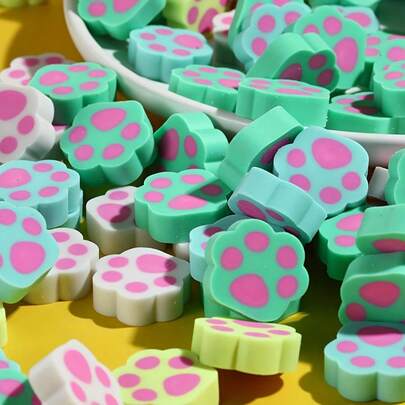 30 piezas de borradores con diseño de huella de pata - Hechos de goma sintética, borradores de lápiz con formas coloridas y divertidas, adecuados para el aula, obsequios de fiesta y recompensas en el hogar/escuela (colores aleatorios)