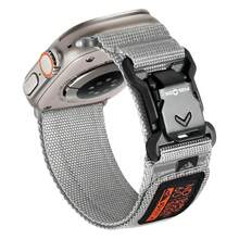 宽款柔软尼龙运动表带，配有磁性 Fidlock V 型扣，兼容男女款 表带，兼容 42 毫米（系列 10）、41 毫米（9/8/7）、40 毫米（SE2/SE/6/5/4）、38 毫米（3/2/1），透气吸汗坚固表带，适合骑自行车、徒步旅行、跑步、露营 - 44/45/46/49/42mm-Series 3 2 1 - 查看 9