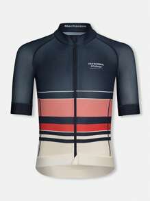 PNS CYCLING PNS CYCLING Men's Cycling Jersey, Striped Print Contrast Color High Elasticity Breathable Quick-Dry Short Sleeve Shirt, Tight Fit Aerodynamic Competition Cycling Top, Suitable For Racing And Outdoor Cycling