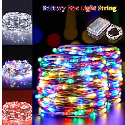 3/5/10m 30/50/100 Luci a filo di rame a LED, luci a stringa a LED a batteria per camera da letto, Natale, compleanno, decorazione di scatole per fiori
