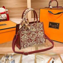 Women Top Handle Bags - 繡線紅+絲巾 - 查看 6