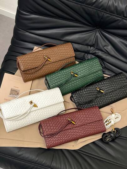 BAILEE 1 pieza Nuevo bolso bandolera de diseño tejido, diseño horizontal de alta gama, bolso de mano para el almuerzo, bolso multiusos bandolera, diseño con solapa, bolso de mujer, adecuado para vacaciones, atuendos de moda, compras con amigos y como regalo