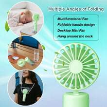 Handheld Misting Fan, Multi-Purpose For Portable Mini Mister Neck Fan, 1500mAh Desk Fan, 4 Speed Adjustable, Suitable For Women, Home, Office, Travel - Green - View 2