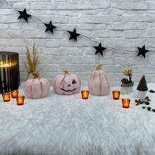 1pc Pink Pumpkin Decoration, Resin Simulated Aquarium Pumpkin Landscape Hideout, Pastoral Reptile Pumpkin Ornament Home Decor Halloween Decor Room Decor Halloween - Multicolor - View 1