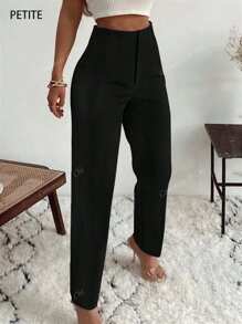 Petite Elegant Commuter Pleated Side Pocket Skinny Pants For Women