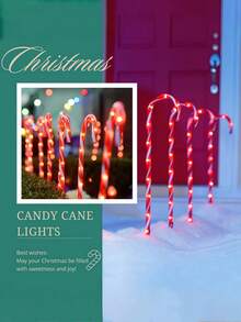 1 Solar Christmas Candy Stick Light. This Is An Outdoor Waterproof Solar-Powered LED Christmas Candy Stick Decorative Light With 8 Lighting Modes. It Is Suitable For Christmas Tree Decoration, Christmas Scene Gardens, Corridors, Patios, Backyards, Lawns, Courtyards, Fences, Sidewalks, Steps, And Decorations In Outdoor Environments. - Candy Cane - View 7