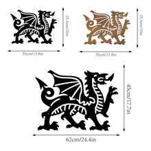 1 pieza Decoración de pared de metal con diseño de dragón galés, elegante decoración interior y exterior, adecuada para jardín, hogar y ocasiones especiales, construcción de metal resistente, diseño de fácil colgado