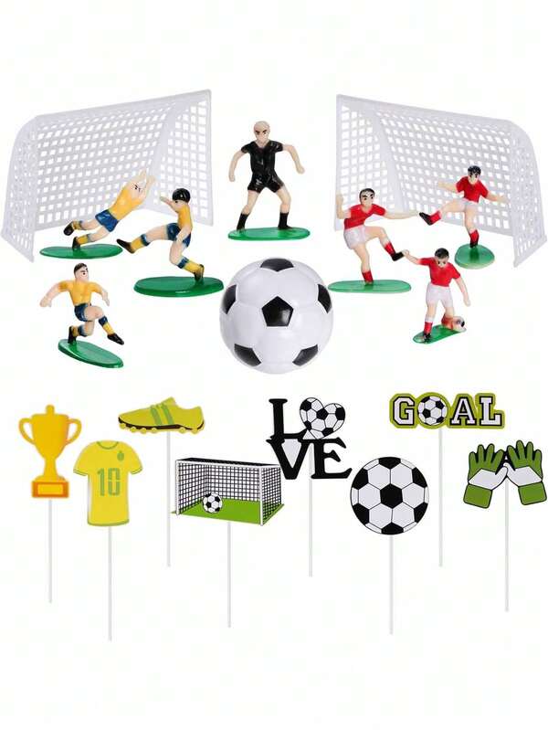 18pcs Or 8pcs Football Cake Toppers, Football Cupcake Toppers, Football Player Characters For Football Birthday Party Sports Party Soccer Themed Party Supplies For Men(Craftsmanship Issues,Character Dyeing Is Normal, Please Do Not Buy If You Mind)
