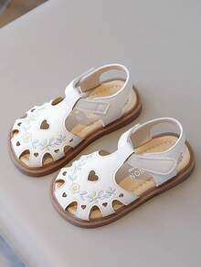 幼儿夏季凉鞋 - 魔术贴绑带，轻质 PU 鞋底 - 米色 - 查看 1