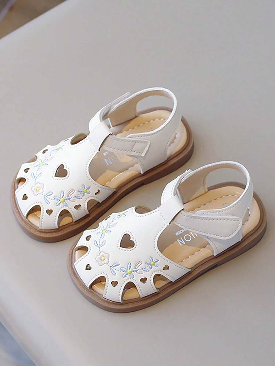 幼儿夏季凉鞋 - 魔术贴绑带，轻质 PU 鞋底 - 米色 - 查看 1