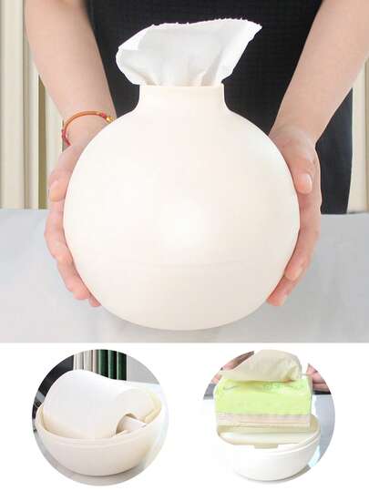 多功能创意纸巾架盒，适用于客厅、浴室、卧室、餐厅，圆形纸巾架