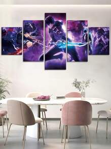 1/5pcs Anime Wall Art With Frame- Anime Solo Leveling Posters Canvas Posters Decorative Room Aesthetic Bedroom Decor Wall Art Office Home Decor Festival Best Gift For Family Friends