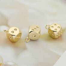 3个DIY铜锆石骰子数字吊坠，适用于任何手链或项链