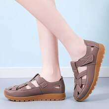 Woven Hollow Hook And Loop Casual Sandals