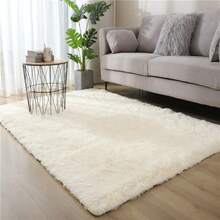 Pure Fluffy Rugs Shaggy Rug Bedroom Living Room Anti Slip Soft Carpet Floor Mat - Creamy White - View 3