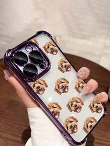 1pc Customized High-Definition UV Printed Pet Portrait Phone Case, Thick 4-Corner Air Cushion Anti-Drop Compatible With IPhone 17 Pro Max/16 Pro Max/16 Pro/15 Pro Max/14 Pro Max/13 Pro Max/A12/A13/A14/A15/A52/A54/A55, S23 Ultra/S24 Ultra, Compatible With Redmi,International Version, Not The Domestic Version - Purple - View 3