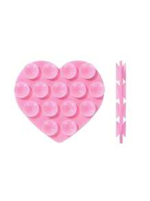 Juego de 3 piezas de soporte de teléfono con ventosa en forma de corazón de silicona, soporte de pared multifuncional con ventosa cuadrada antideslizante apto para la mayoría de los teléfonos, perfecto para fotografía en casa y al aire libre, soporte de teléfono portátil y móvil