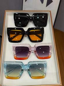 4 件装女士时尚大框方形眼镜 方形墨镜