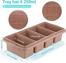 Silicone Freezer Tray With Lid - Silicone Freezer Food Molds- Large Ice Cube Tray,Silicone Freezer Container,Freeze & Store Soup, Sauce, Broth,Leftovers - Makes 4 Perfect 1 Cup,9831176