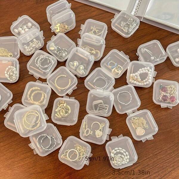 10 PCS Mini Jewelry Storage Containers, Clear Plastic Cases For Pearl Bracelets And Small Accessories