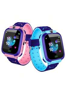 儿童 GPS 智能手表 适合男孩女孩 3-15 岁实时追踪手表防水手机手表儿童视频聊天设备 SOS 报警摄像头地理围栏计步器防丢失追踪器定位器（表带橡胶圈随机一个或两个）