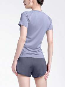 CAMEL CROWN Conjunto de yoga para mujer con protección solar, ropa de moda para fitness, transpirable, de ocio y entrenamiento, traje de 5 piezas - Azul cielo azul náutico - Ver 5